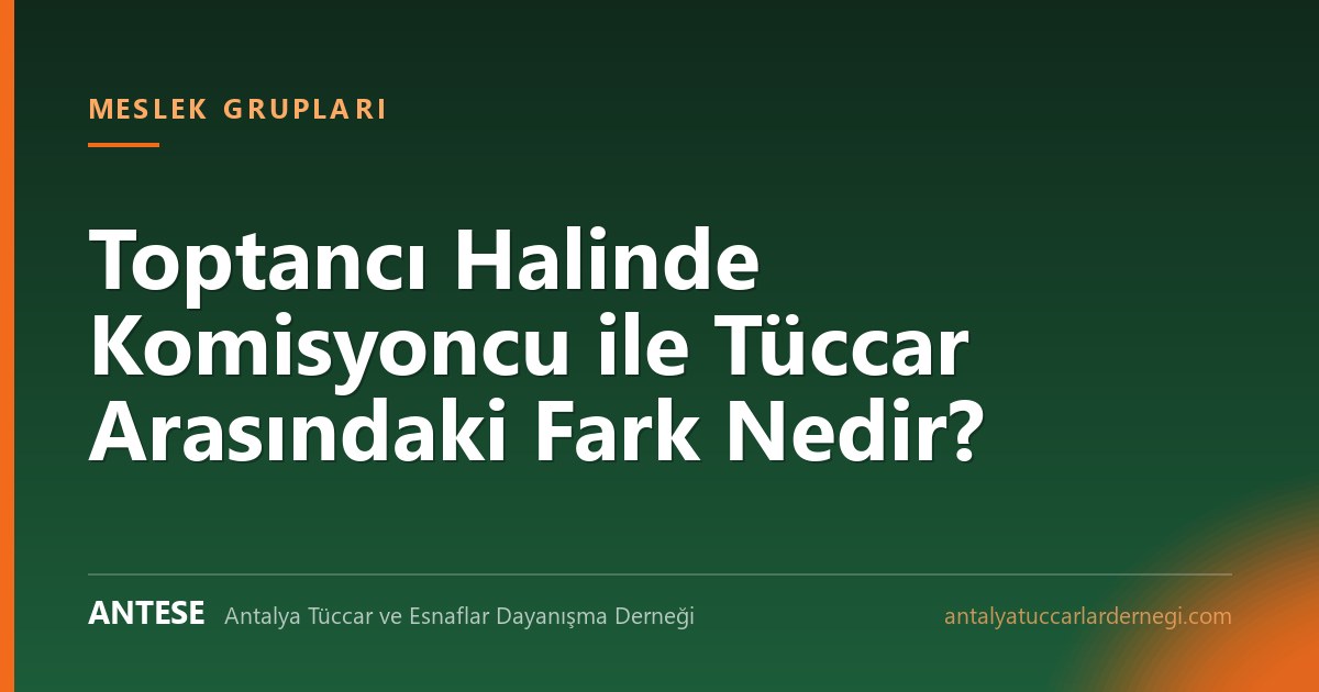 Toptancı Halinde Komisyoncu ile Tüccar Arasındaki Fark Nedir?