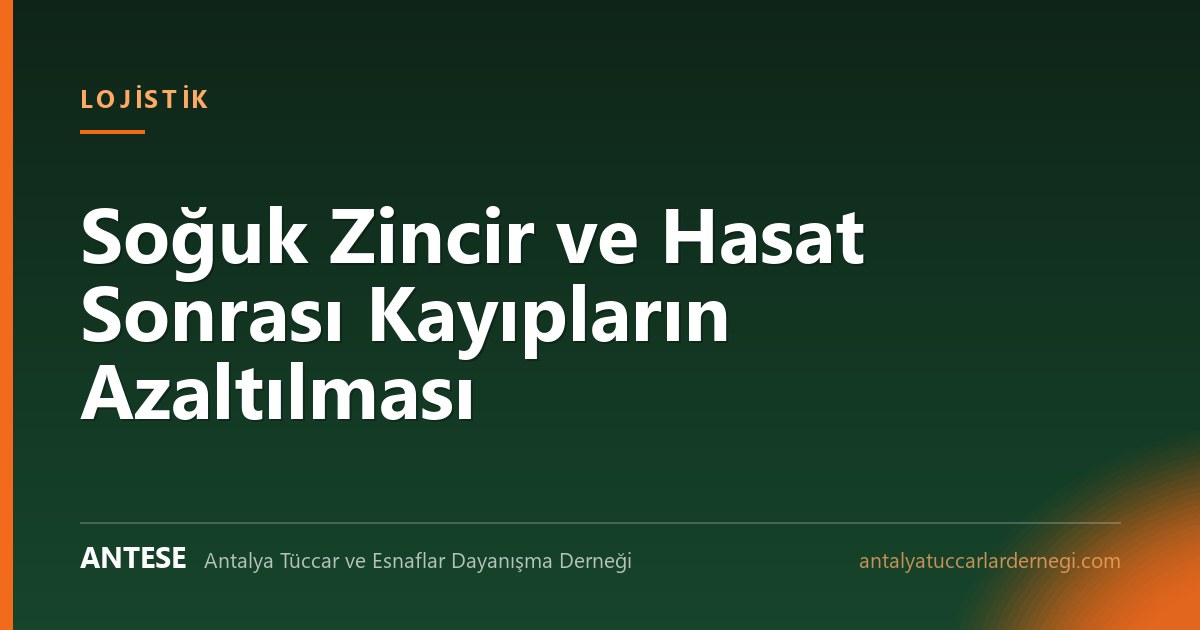 Soğuk Zincir ve Hasat Sonrası Kayıpların Azaltılması